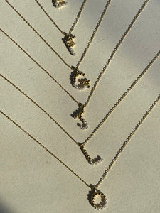 "Pearly Gold Initial" Beaded Necklace