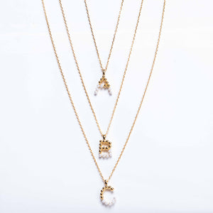 "Pearly Gold Initial" Beaded Necklace